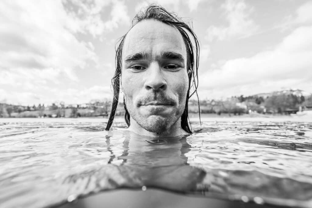 Self Portrait of Content Creator Luke Goodlife in ice water